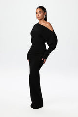 Rowan | Elegant Off-Shoulder Knit Maxi Dress