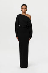 Rowan | Elegant Off-Shoulder Knit Maxi Dress