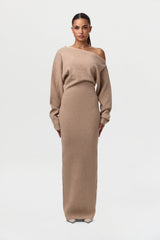Rowan | Elegant Off-Shoulder Knit Maxi Dress