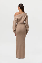 Rowan | Elegant Off-Shoulder Knit Maxi Dress