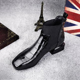 Violet | Patent Leather-Look Ankle Boots with Block Heel