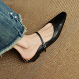 Gabrielle | Women's Leather Mules with Pointed Toe and Mary Jane Strap