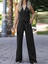 Scarlett | Elegant Waistcoat and Wide-Leg Trousers Set
