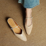 Gabrielle | Women's Leather Mules with Pointed Toe and Mary Jane Strap