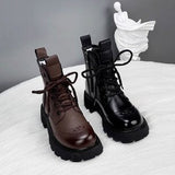 Freya | Women’s Lace-Up Combat Boots with Buckle Detail