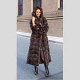 Elara | Women's Long Winter Coat with Hood and Luxe Fur Texture