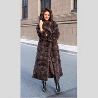 Elara | Women's Long Winter Coat with Hood and Luxe Fur Texture