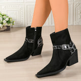Arabella | Black Ankle Boots with Decorative Buckle Straps