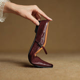 Gabrielle | Women's Leather Mules with Pointed Toe and Mary Jane Strap