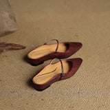 Gabrielle | Women's Leather Mules with Pointed Toe and Mary Jane Strap