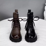 Freya | Women’s Lace-Up Combat Boots with Buckle Detail