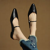 Gabrielle | Women's Leather Mules with Pointed Toe and Mary Jane Strap