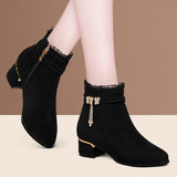 Avery | Red Ankle Boots with Decorative Charm