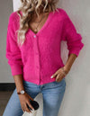 Amarae | Fluffy V-Neck Cardigan with Button Detail
