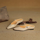 Gabrielle | Women's Leather Mules with Pointed Toe and Mary Jane Strap