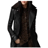 Wilhelmine | Elegant Black Double-Breasted Coat with Teddy Collar