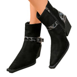 Arabella | Black Ankle Boots with Decorative Buckle Straps