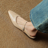 Gabrielle | Women's Leather Mules with Pointed Toe and Mary Jane Strap