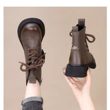 Freya | Women’s Lace-Up Combat Boots with Buckle Detail