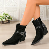 Arabella | Black Ankle Boots with Decorative Buckle Straps