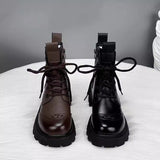 Freya | Women’s Lace-Up Combat Boots with Buckle Detail