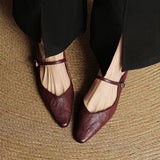 Gabrielle | Women's Leather Mules with Pointed Toe and Mary Jane Strap