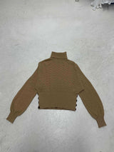 Maren | Cropped Knit Turtleneck Sweater with Button Details