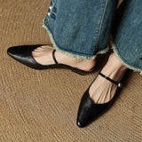 Gabrielle | Women's Leather Mules with Pointed Toe and Mary Jane Strap