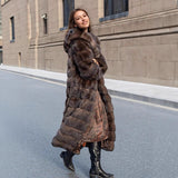 Elara | Women's Long Winter Coat with Hood and Luxe Fur Texture