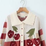 Yvette | Cropped Cherry Blossom Knit Cardigan