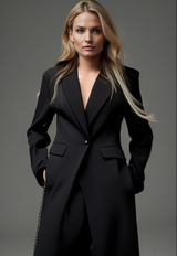 Bianca | Elegant Long Black Trench Coat for Women