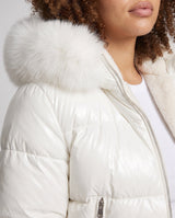 Penelope | Short Puffer Jacket with Faux-Fur Hood for Women