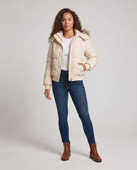 Nora | Short Puffer Jacket with Faux-Fur Hood for Women