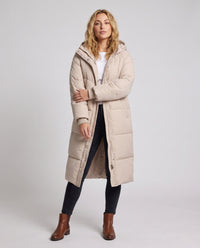 Evelyn | Longline Hooded Puffer Coat for Women