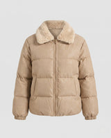 Freya | Quilted Faux-Leather Puffer Jacket with Plush Collar