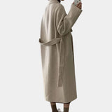 Sienna | Women's Long Coat with Double-Breasted Front & Tie Belt