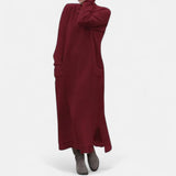 Dahlia | Long Knit Dress with Stand-Up Collar and Pockets
