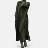 Dahlia | Long Knit Dress with Stand-Up Collar and Pockets
