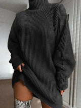 Celeste | Women's Turtleneck Sweater Dress with Oversized Sleeves