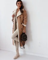 Sophia | Women's Teddy-Lined Trench Coat with Double-Breasted Buttons & Waist Belt