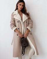 Sophia | Women's Teddy-Lined Trench Coat with Double-Breasted Buttons & Waist Belt
