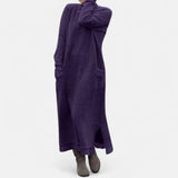 Dahlia | Long Knit Dress with Stand-Up Collar and Pockets