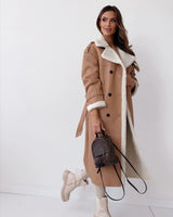 Sophia | Women's Teddy-Lined Trench Coat with Double-Breasted Buttons & Waist Belt