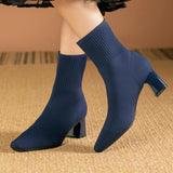 Yara | Fashionable Knitted Heeled Ankle Boots