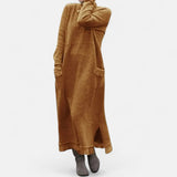 Dahlia | Long Knit Dress with Stand-Up Collar and Pockets