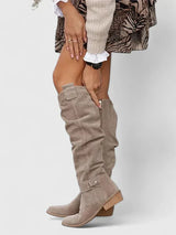 Georgia | Vintage Knee-High Boots with Low Block Heel