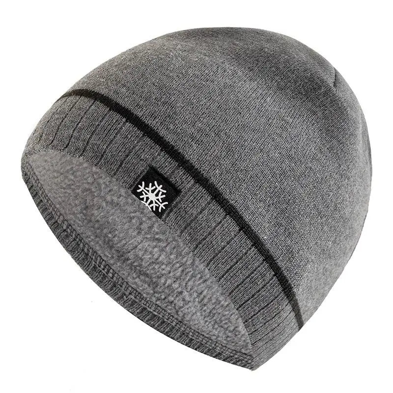 Luxury Knitted Winter Beanie for Men - Warm Ski Cap with Casual Snow Label Decor