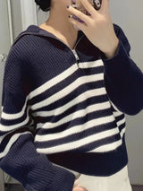 Ava | Wide Turtleneck Striped Sweater for Women