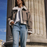 Pia | Multi-Functional Khaki Leather Jacket