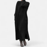 Dahlia | Long Knit Dress with Stand-Up Collar and Pockets